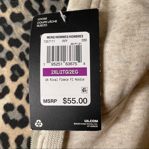 UA Mens Rival Fleece FZ Hoodie Size 2XL NWT - Picture 5 of 5